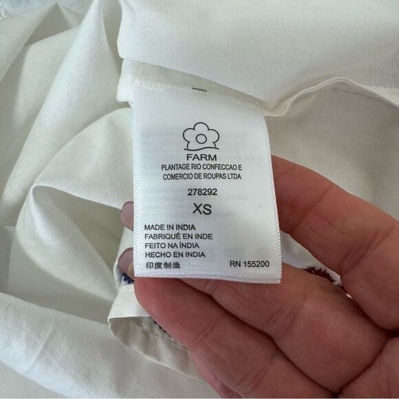 Farm Rio X Ant White Floral Embroidery Peasant Boho Blouse XS - Picture 12 of 14